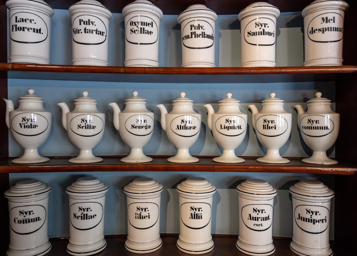 This is an old fashion room in the Pharmacy Museum and Qwensel House in Turku, Finland